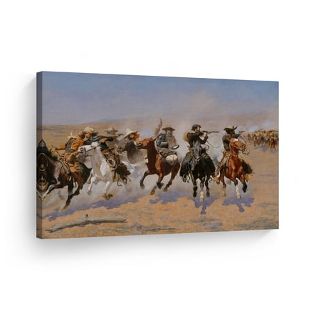Smile Art Design A Dash for the Timber, Frederic Remington Classic Art Canvas Print Famous Fine Art Oil Painting Reproduction Canvas Wall Art Home Decor Ready to Hang Made in the USA 30x40
