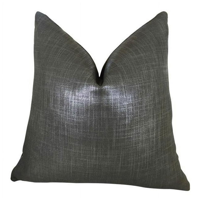 Plutus Glazed Linen Indigo Handmade Double Sided Throw Pillow, (Double sided 18" x 18")