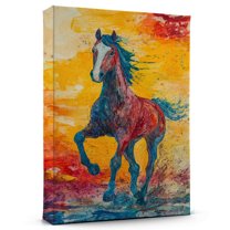 Pony Bay German Riding Canvas Wall Art Animal Decor, Pony Bay German Riding Canvas Prints Wild Animal Artwork for Living Room Bedroom Office 190HD873