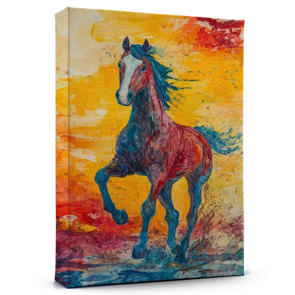 Pony Bay German Riding Canvas Wall Art Animal Decor, Pony Bay German Riding Canvas Prints Wild Animal Artwork for Living Room Bedroom Office 190HD873