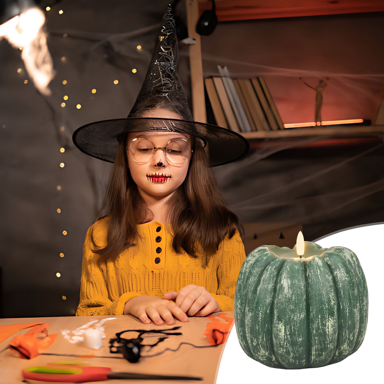 Flameless Wax Pumpkin Candle with Remote, Timer, Dimmer, LED Battery Operated Flickering Candle for Thanksgiving Halloween, Fall Harvest Decor