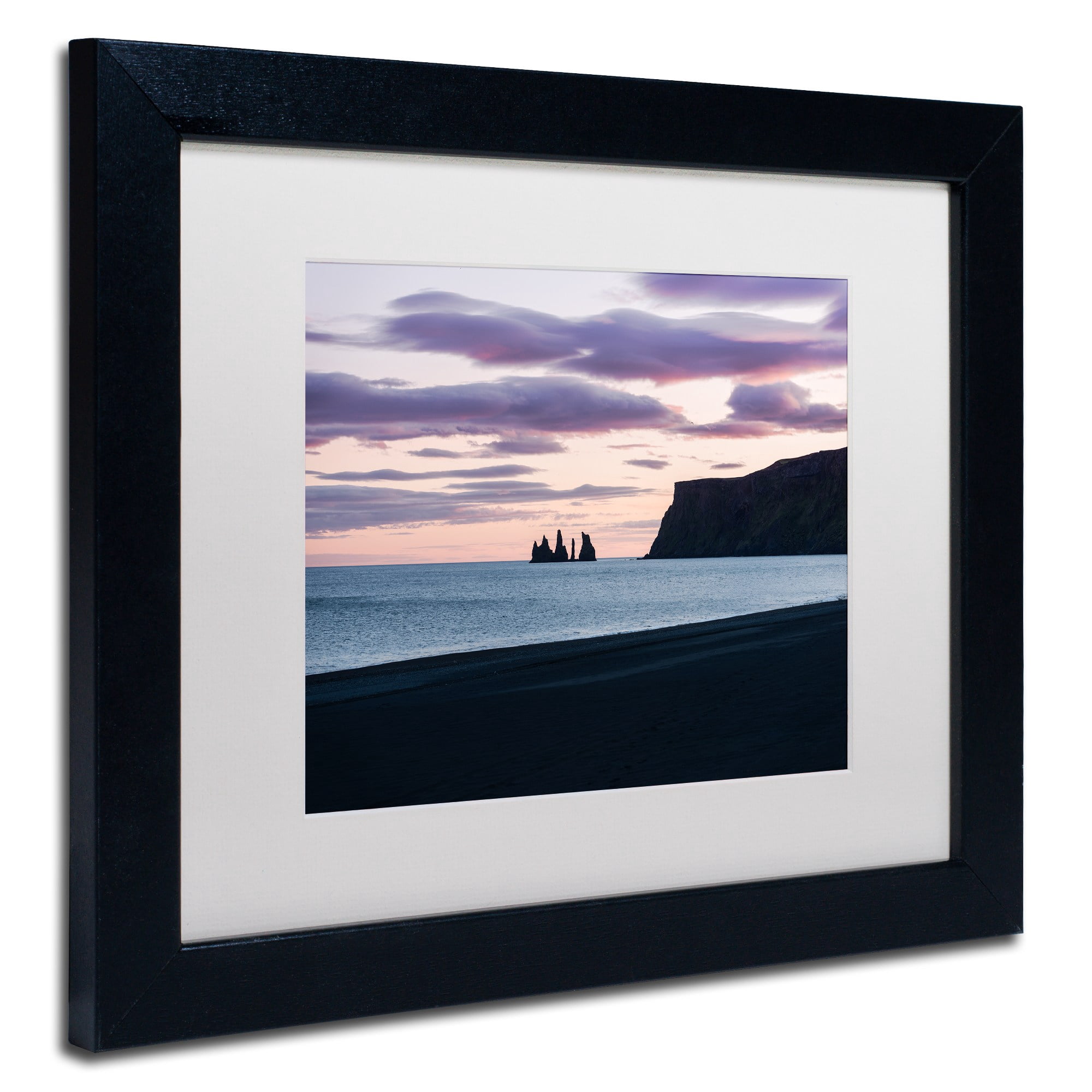 Trademark Fine Art 'Night Falls on Reynisdrangar' Canvas Art by Philippe Sainte-Laudy, White Matte, Black Frame