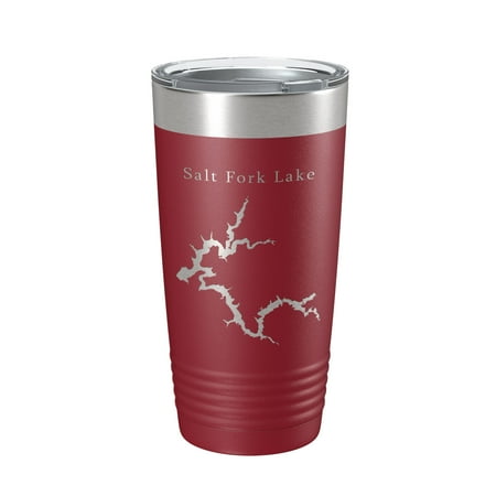 

Salt Fork Lake Map Tumbler Travel Mug Insulated Laser Engraved Coffee Cup Ohio 20 oz Maroon
