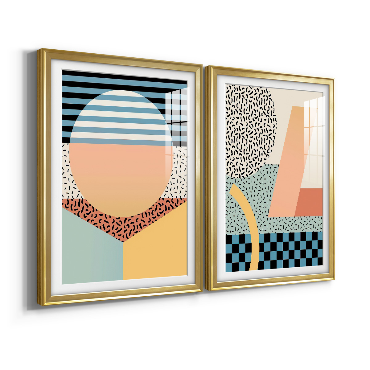 Wexford Home Modern Memphis III Premium Framed Print, 30.5" x 42.5" - Ready to Hang, Gold (Set of 2)