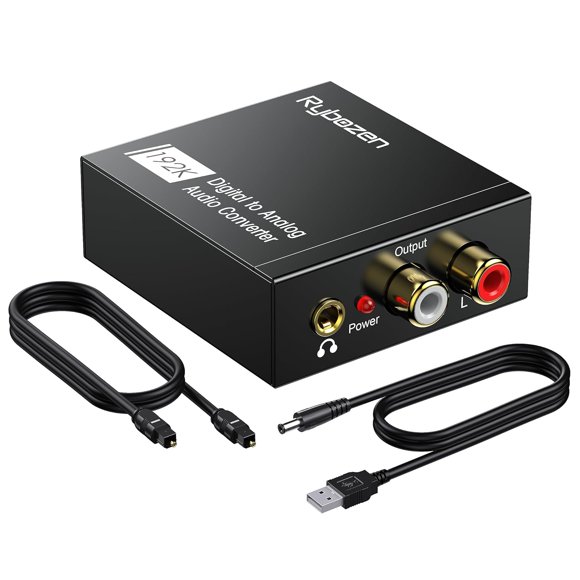 Digitnow Convertisseur Audio Analogique 192 KHz DAC SPDIF Coaxial Optique Convertisseur vers G/D RCA, Adaptateur Audio Toslink Optique vers Prise 3,5 mm pour Systèmes PS4 HD DVD Cinéma Maison