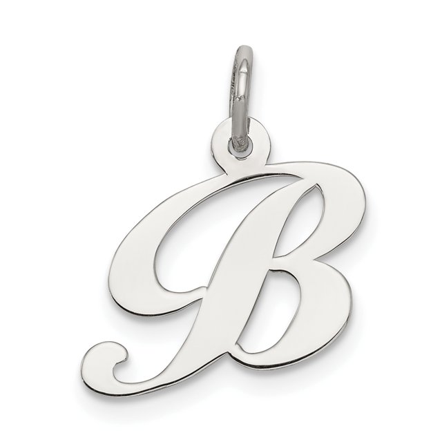 925 Sterling Silver Dainty Letter B Initial Name Monogram Necklace Charm Pendant