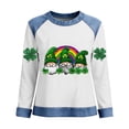 thumbnail image 2 of TaTaai Fashion St Patrick's Day Color Block Women's Long Sleeve Round Neck Shirt, Casual Comfort for Holiday Daily Home Wear Gift, 2 of 5