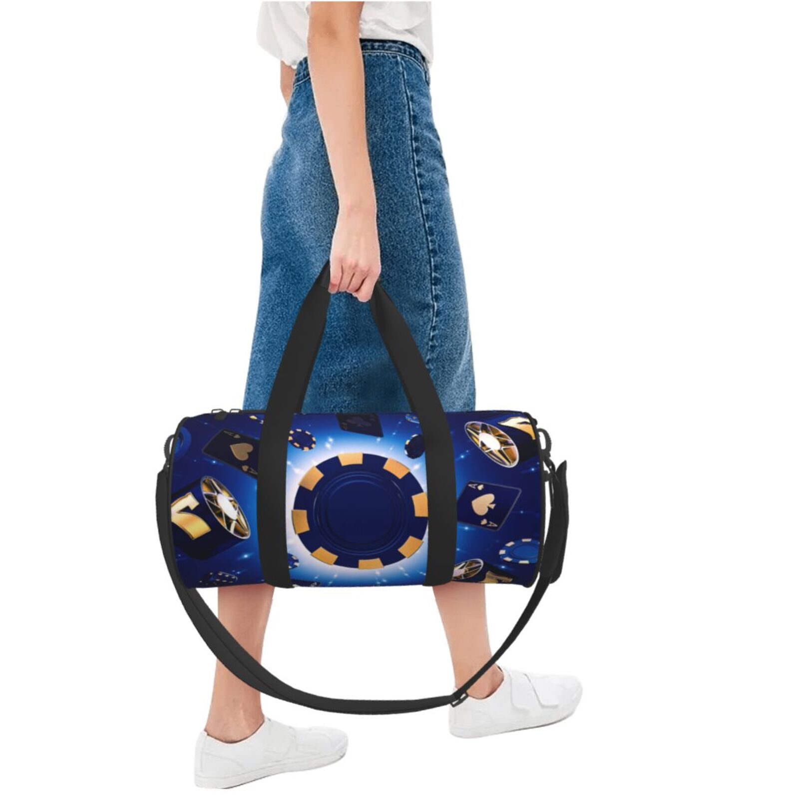Vsdgher Blue Casino 45L Foldable Duffel Bag, Sports Gym Bag,Overnight Bag, Portable Weekender Bag for Airplanes