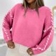 thumbnail image 3 of Women's Trendy Color Blocking Lightweight Sweaters Loose Casual Round Neck Knit Long Sleeve Sweater Stylish Top apricot XL, 3 of 4