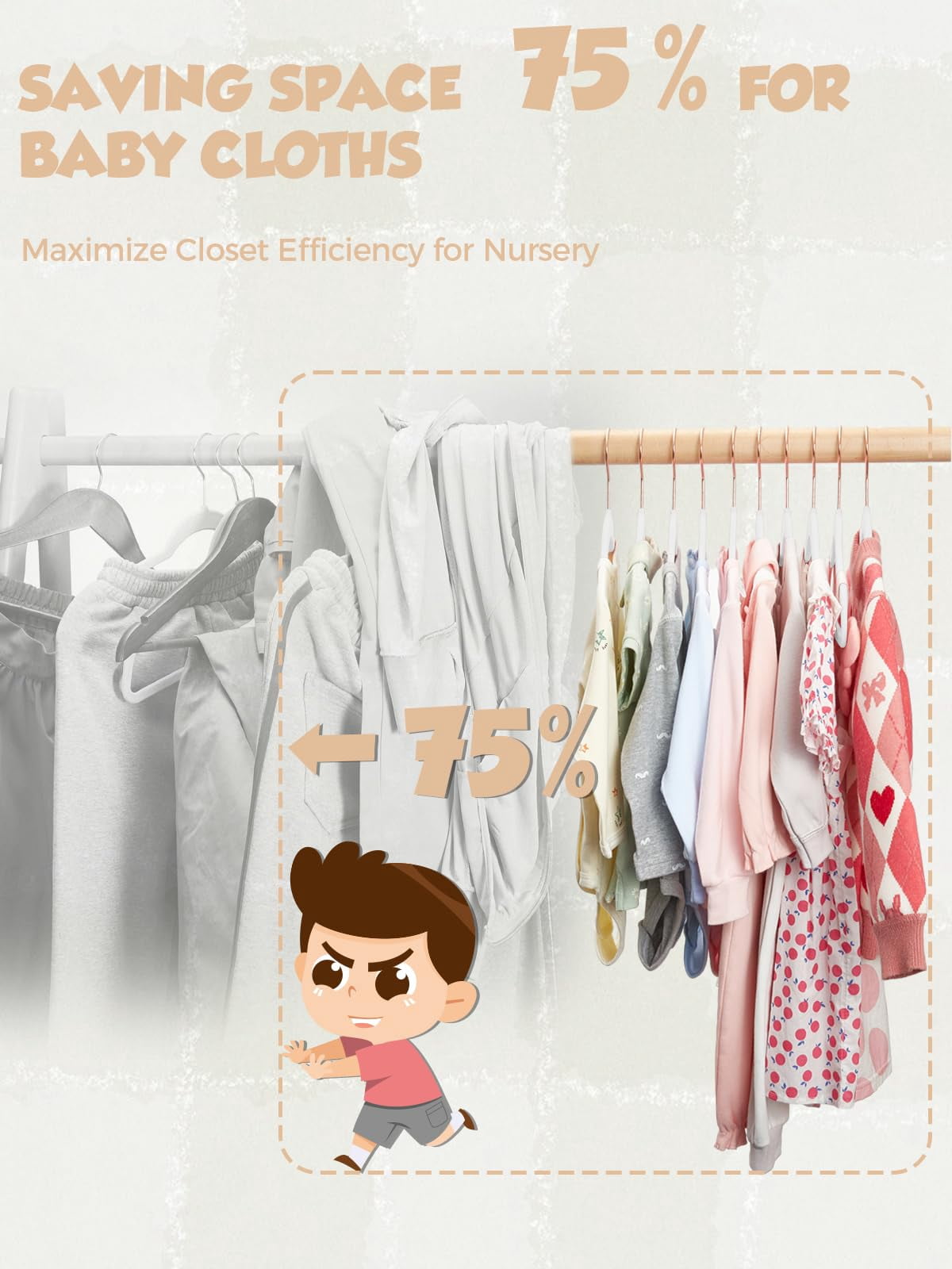White 11 inch-50P Felt Non-Slip Clothes Hangers for Closet Storage