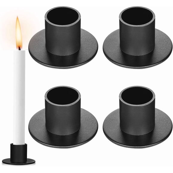 4Pack Iron Black Candlestick Holders,Matte Candle Holders,Retro Round Candle Holders,Small Candlestick Holder,Home Decoration for Wedding Dinning Party Housewarming
