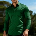 thumbnail image 2 of HomeDM Men's Button Down Dress Shirts, Long Sleeve Slim Fit Work Shirt with Pocket, Solid Color, Green, 2 of 8