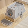 thumbnail image 3 of Cat Litter Box Walmart - Extra Large Stainless Steel Enclosed Tray - High Sides & Lid for Odor Control - Light Gray Dog-Proof Design - Includes Metal Scoop & Filter Pedal - Easy Clean for Large/Older, 3 of 8