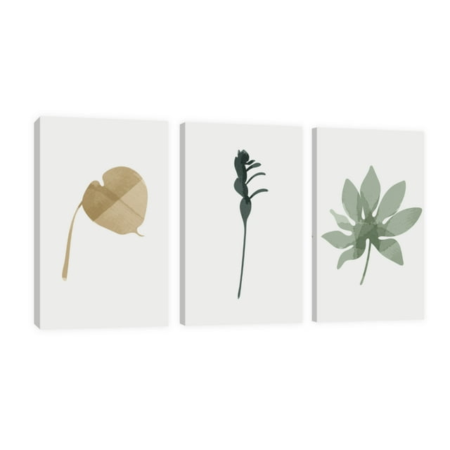 Cuadro Decorativo Tríptico Vertical Hojas Minimalistas 2 Canvas Revolution Set De 3 Cuadros 25x38 cm