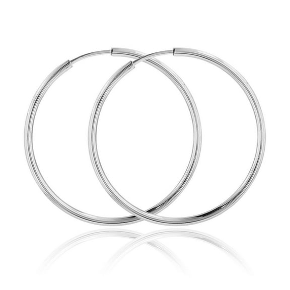 Sterling Silver High Polished Endless 2mm Hoop Earrings Size 70