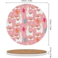 thumbnail image 2 of Round Drink Coasters, 6 Pcs Llama and Cactus Rainbow on Pink Absorbent Ceramic Coaster with Cork Base for Coffee Cups Housewarming Gift for Home Decor, 2 of 5