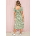 thumbnail image 6 of Sage Ditsy Floral Square Neck Ruffle Hem Midi Dress, 6 of 7