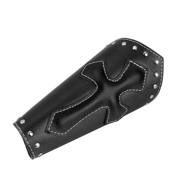 PU Leather Punk Arm Bracelet Bracelets Medieval Bracer - Black, 22cm