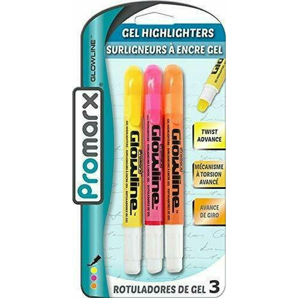 Gel Highlighters, No Bleed Twist Advance Highlighter 3Count Pack