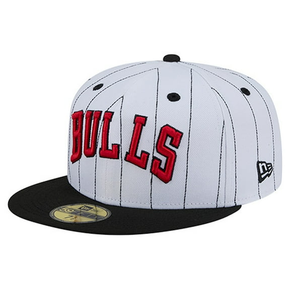 Men's New Era  White Chicago Bulls Wordmark Pinstripe 59FIFTY Fitted Hat
