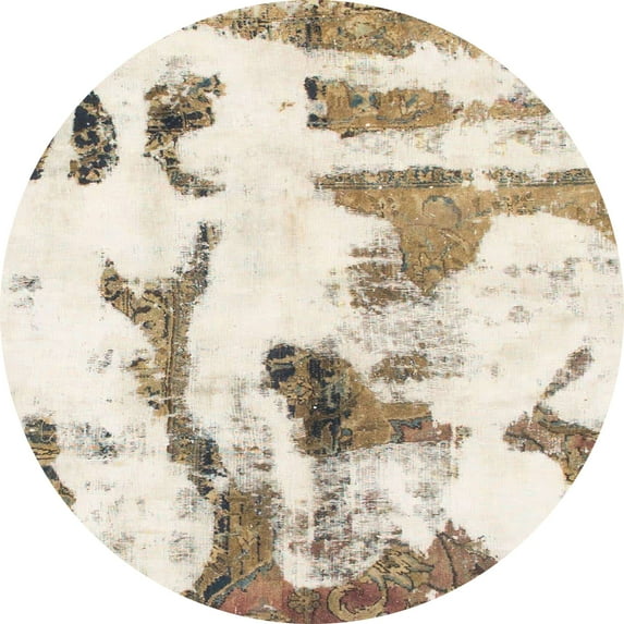 Ahgly Company Indoor Round Abstract Gold Abstract Area Rugs, 8' Round