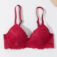 thumbnail image 4 of Inglocry Lace Nursing Bra, Wirefree Padded Nursing Bras for Breastfeeding, V Neck Maternity Bra for Pregnancy, Soft Lace Red 90B, 4 of 7