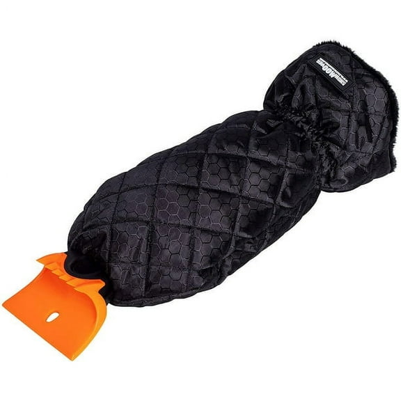 Ice Scraper Mitt for Car Windshield Window Heavy Duty - Warm Cozy Padded Glove - Comfortable Foam Grip - Detachable Cleaner - No Scratch - Durable Plastic Body - Car SUV Windows