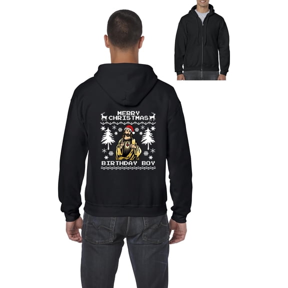 MmF - Men's Sweatshirt Full-Zip Pullover - MERRY XMAS FROM JESUS