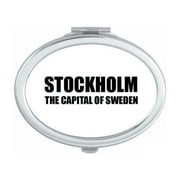 Stockholm The Capital Of Sweden Oval Mirror Portable Fold Hand Makeup Double Side Glasses