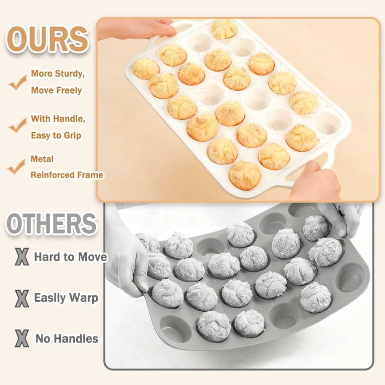 GARITIN 24-Cup Silicone Mini Muffin Pan with Metal Frame photo 4