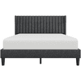 thumbnail image 3 of Fullfurnique Upholstered Bed Frame with Wing Side and Channel Headboard, Queen, Dark Gray, 3 of 7