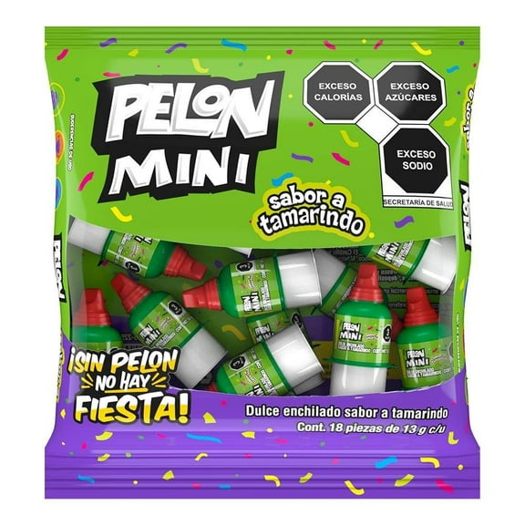 Dulce enchilado Pelon Pelo Rico Mini sabor tamarindo 18 pzas 13 g c/u
