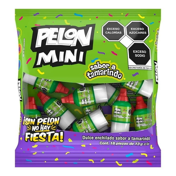 Dulce enchilado Pelón Pelo Rico mini sabor tamarindo 18 pzas de 13 g c/u