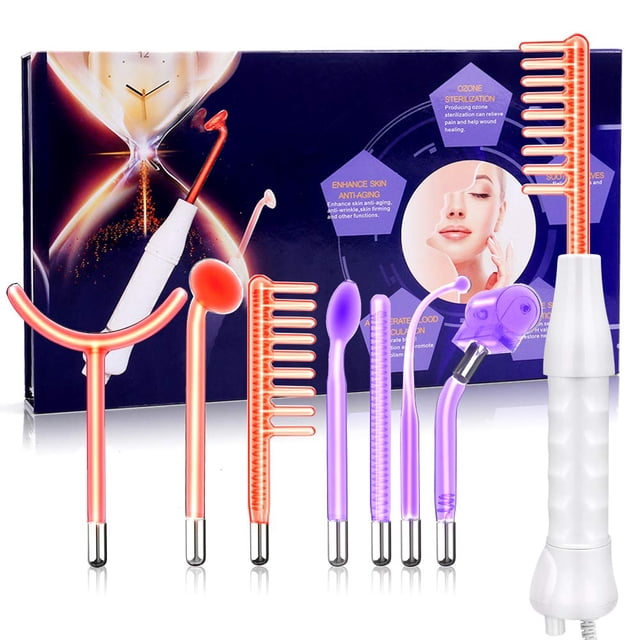 Meifuly Máquina portátil de varita de alta frecuencia, máquina portátil de varita de alta frecuencia con 7 tubos diferentes (multicolor)