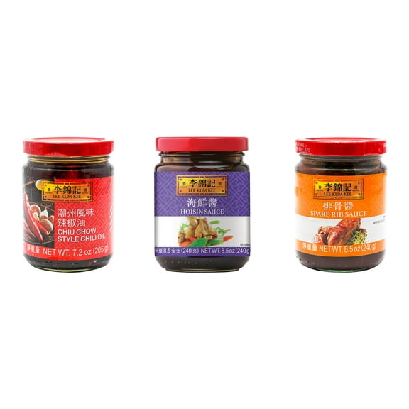 NineChef Brand Spoon Plus 3 Pack Lee Kum Kee Cooking Sauce, 3 Flavors(Chiu Chow Chili Oil,Hoisin Sauce,Spare Rib Sauce)