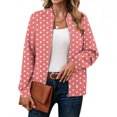 thumbnail image 5 of Bomber Jacket Women Sevevn Women's Bomber Jacket Casual Polka Dot Print Long Sleeve Pocket Zipper Sweatshirts Coat, 5 of 6