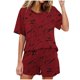 thumbnail image 1 of Conjunto de Pijama de las Mujeres de Moda Casual Color Sólido Manga Corta Cuello Redondo Top Y Pantalones, 1 of 6