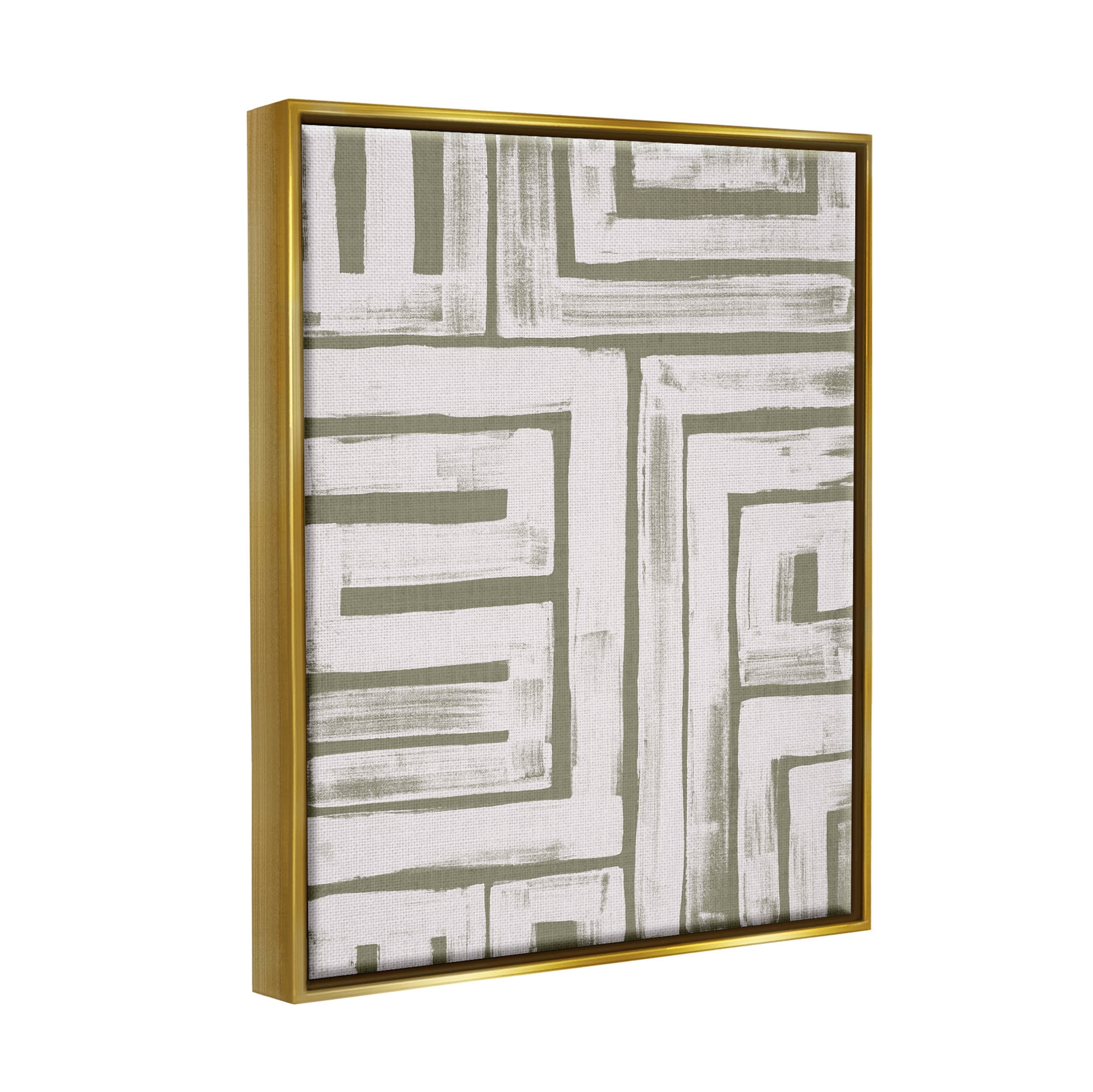 Stupell Industries Contemporary Lines Pattern Composition Graphic Art Metallic Gold Floating Framed Canvas Print Wall Art, Design by June Erica Vess