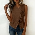 thumbnail image 5 of TGSLY Women's Casual Cotton Linen Tank Tops Trendy V Neck Wrap Solid Color Vest Lightweight Soft Tie Front Sleeveless Shirts S, 5 of 8