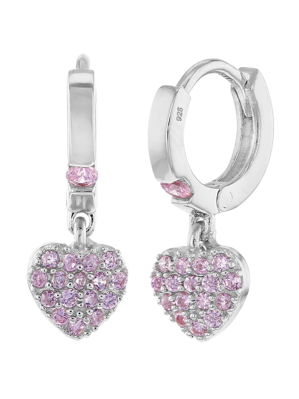 925 Sterling Silver Purple Pink Heart Unicorn Sleeper Hoop Kids Girls Earrings 
