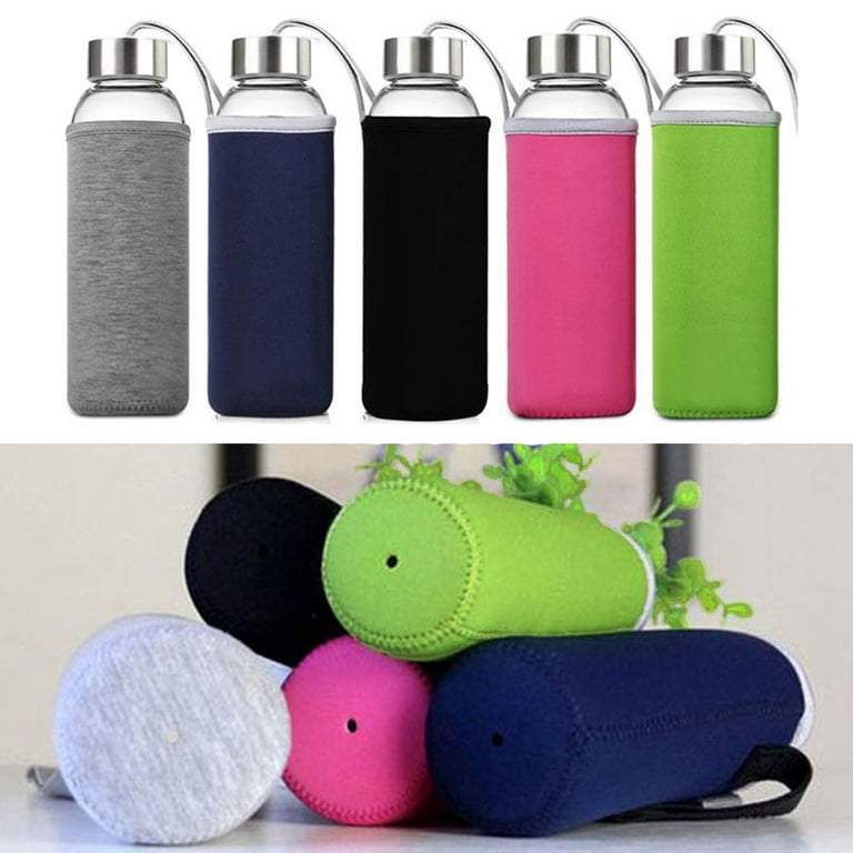 All About Juicing Neoprene Glass Water Bottle Sleeves - Vibrant Color 6-Pack of Protective Holders 16-18 oz Capacity - Insulating Carriers Keep Yo