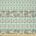 thumbnail image 2 of Ambesonne Tribal Fabric by the Yard Microfiber, Floral Paisley and Aztec, 3 Yards, Cream Aqua and Coral, 2 of 2