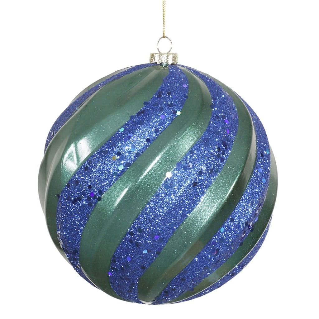Vickerman 340226 6" Teal / Sea Blue Matte Glitter Swirl Ball