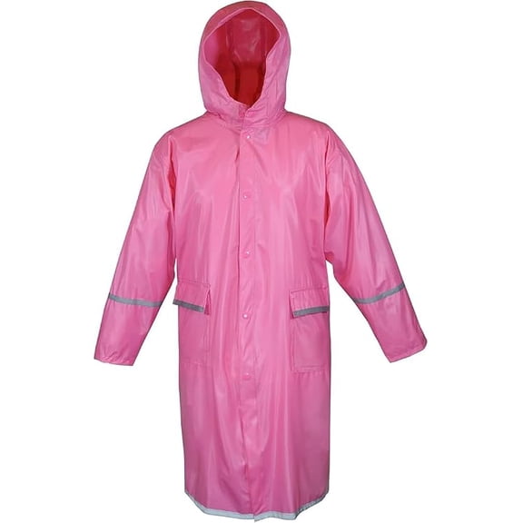 FFabugears Kids Raincoat for Girls Full Length Waterproof Jacket with Reflectors| Size: XXL (17-18) Color: Pink