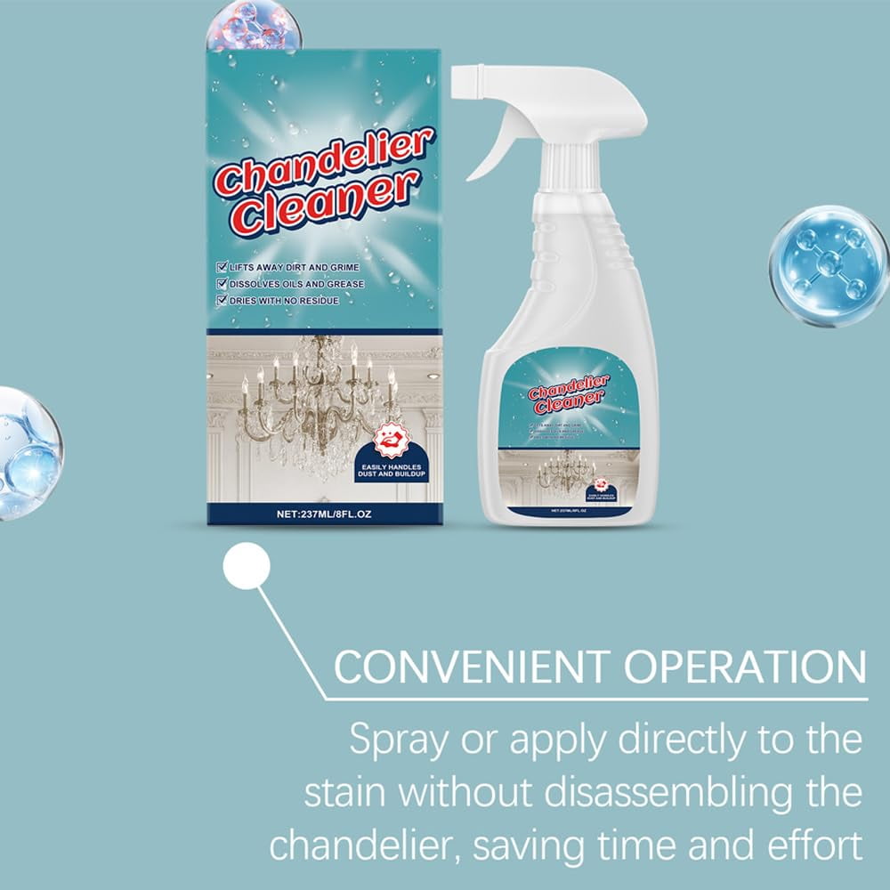 Borikise Chandelier Cleaning & Care Spray, Easy Spray Care Solution for Glass Chandeliers, Restores Shine & Clarity for Ceiling Lights & Fixtures