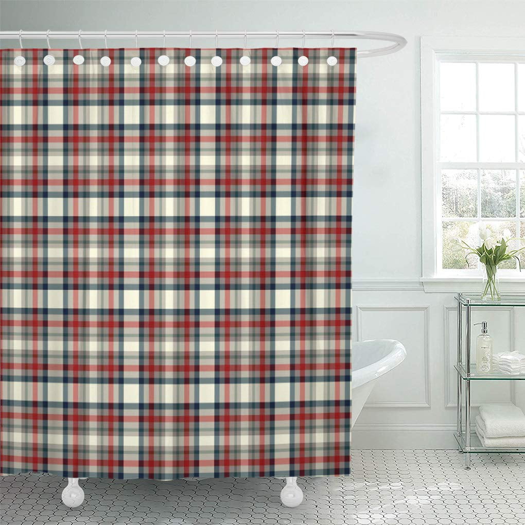 Red blue shower curtain discount