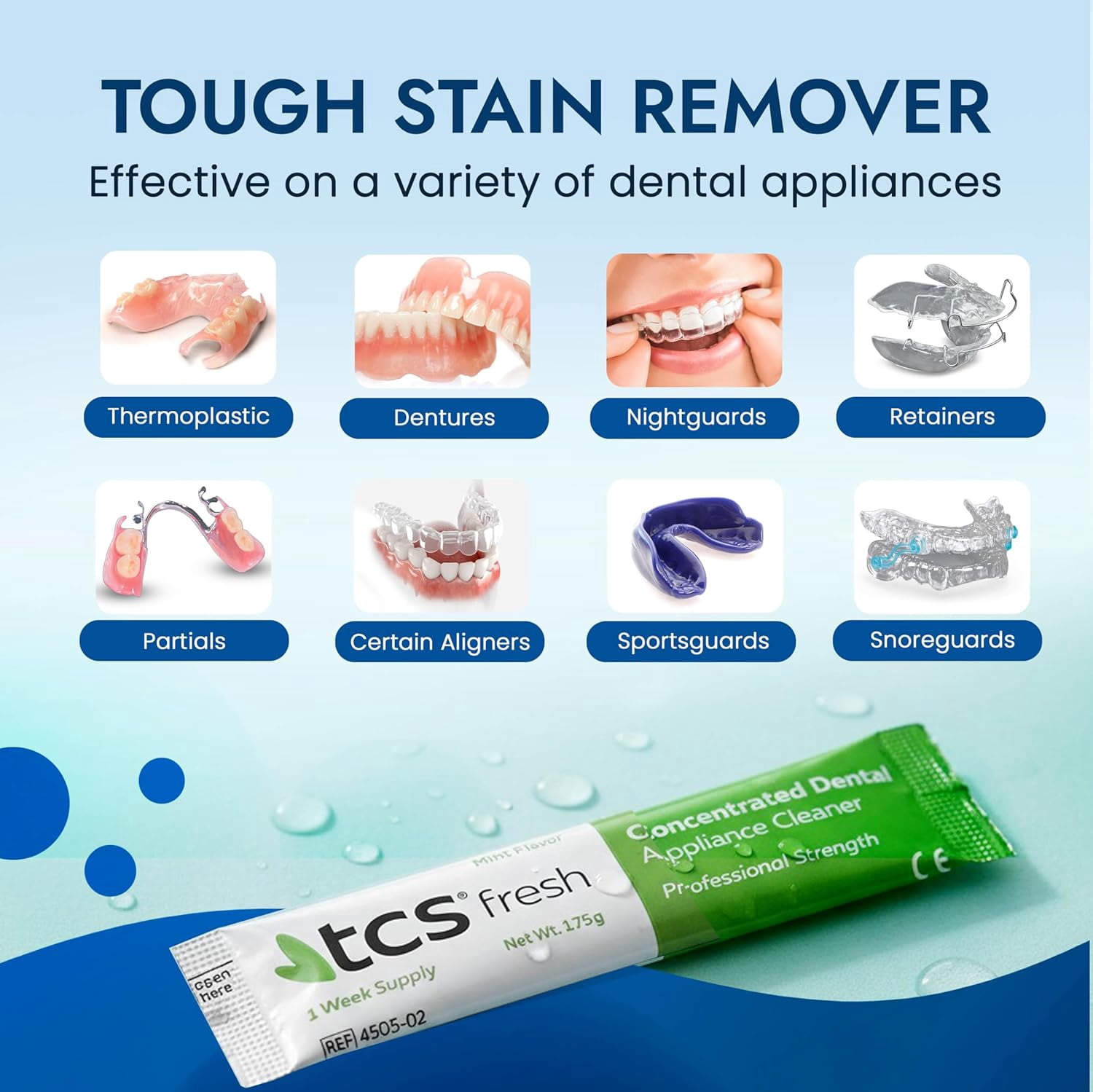 TCS Fresh Dental Appliance Cleaner, Flexible Partial and Denture