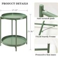 thumbnail image 6 of 2 Tier Green Side Table, Folding Round Metal End Table Small Nightstand Accent Table with Two Removable Tray for Bedroom Living Room Bedside Small Spaces Dark Green, 6 of 21
