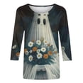 thumbnail image 5 of Xihbxyly Blouses pour Femmes Manches 3/4 T-shirt Imprimé Col Rond Manches Trois-Quarts Haut Ample, 5 of 5
