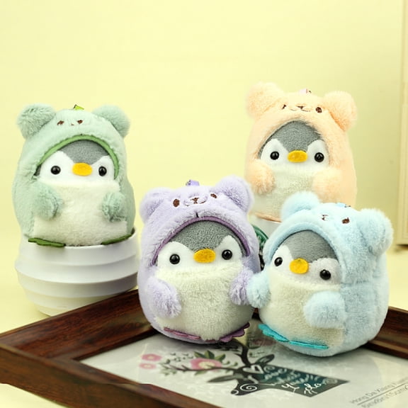 SmartBy Penguin Doll Pendant Soft Plush Stuff Toy Cartoon Animal Stainless Chain Keychain School Bag Shoulder Bag Decoration Pendant Keyring Key Holder